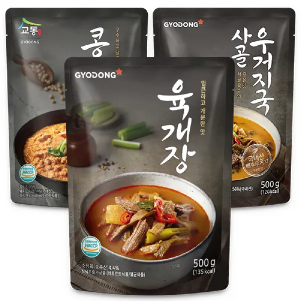교동식품 즉석 육개장 500g + 콩비지찌개 500g + 사골우거지국 500g 1세트