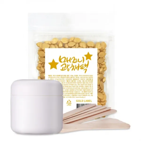 Vanada 매끄니광채팩 골드 셀프 왁싱 키트 100g + 코스메틱전용용기 + 스파츌라 10pcs 팔다리용 1세트