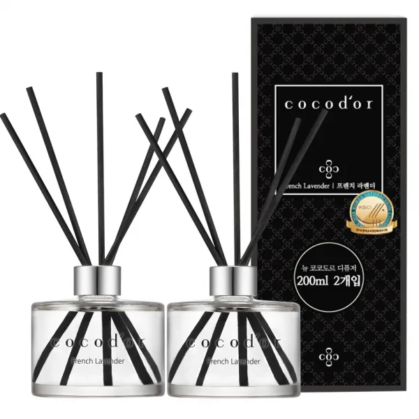 코코도르 New 디퓨저 200ml 2개 + 섬유스틱 10개 세트 프렌치라벤더