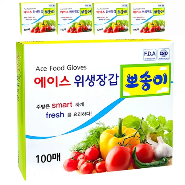 에이스 뽀송이 위생장갑 100매, 5개