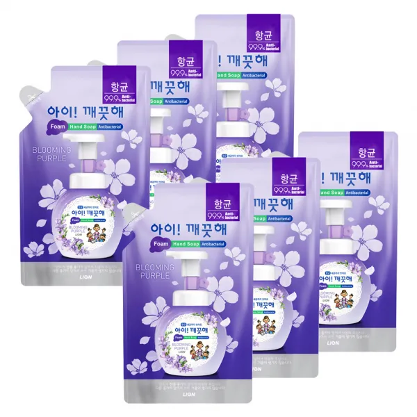 아이깨끗해 핸드워시 리필 블루밍퍼플, 200ml, 6개