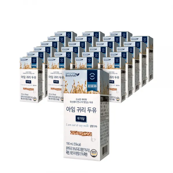바디랩 아임 귀리 두유 무가당, 190ml, 24개