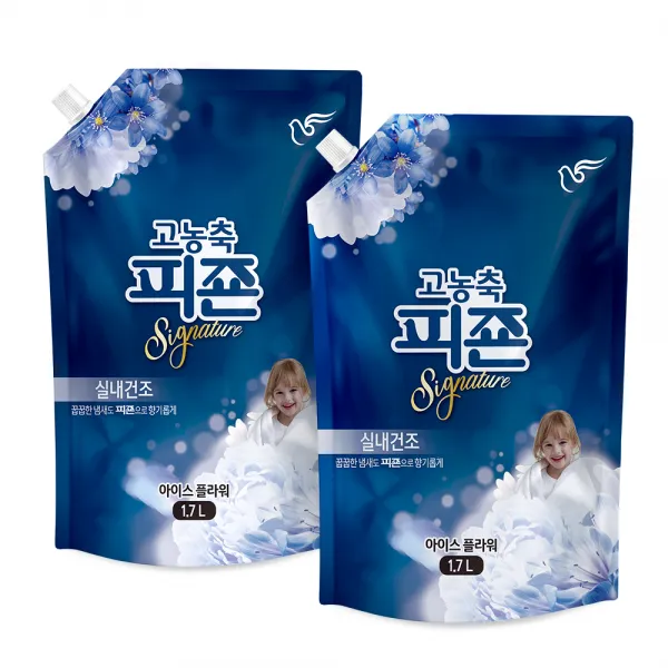 피죤 고농축 시그니처 섬유유연제 아이스플라워 리필, 1.7L, 2개
