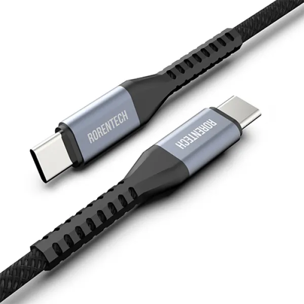 로랜텍 C to C PD 고속충전케이블 60W 2m, 실버블랙, 1개