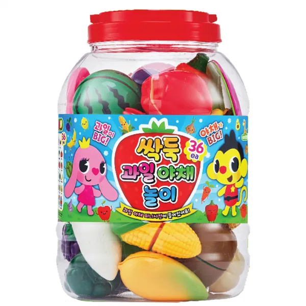 KIDS팡팡 싹뚝과일 야채썰기 36종 소꿉놀이세트, 혼합 색상