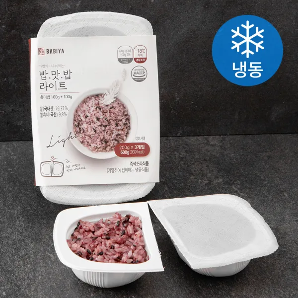 밥이야 0.5공기 밥맛밥라이트 흑미밥 (냉동), 200g, 3개