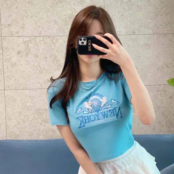 레몬티 여성용 뉴욕 하이틴 크롭 티셔츠 lkf21315