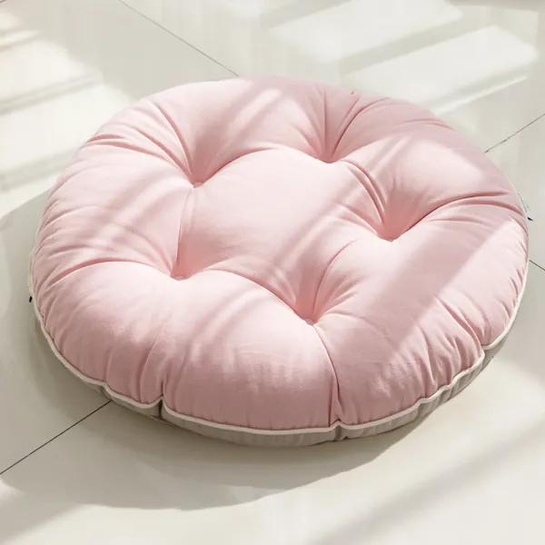 아포아룸 마카롱 양면방석 원형, 핑크 + 베이지