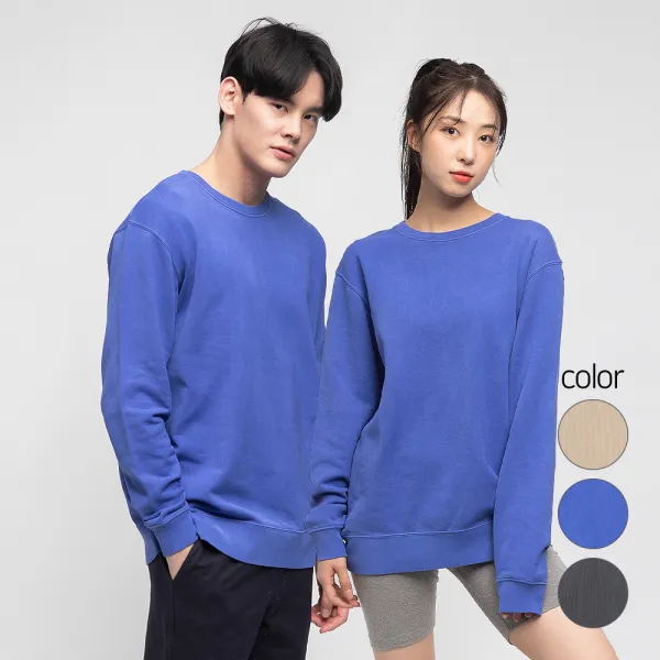 캐럿 남녀공용 릴렉스핏 가먼트다잉 맨투맨 티셔츠