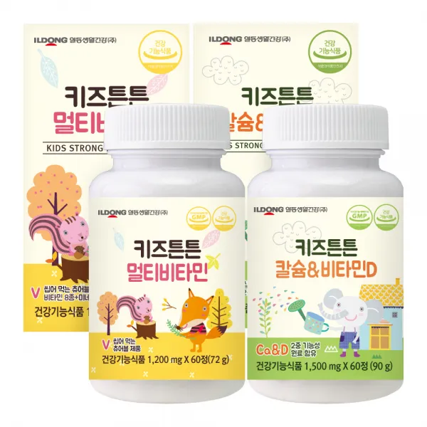 일동생활건강 키즈튼튼 멀티비타민 + 칼슘 비타민D, 60정, 1세트
