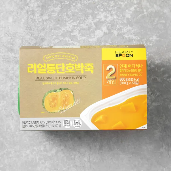 하티스푼 리얼 통 단호박죽, 300g, 2개