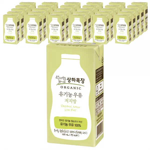 상하목장 유기농 저지방 멸균우유 200ml 48개입