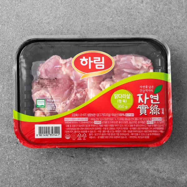 하림 자연실록 무항생제 인증 닭다리살 정육 (냉장), 350g, 1개