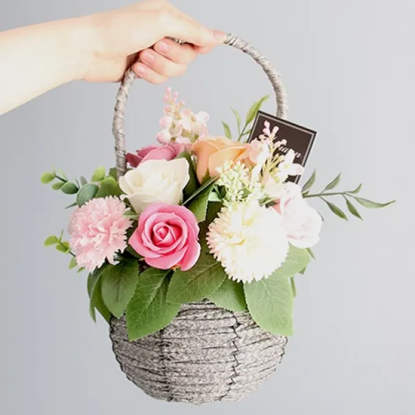 모리앤 귀여운 통통 꽃바구니 핑크통통