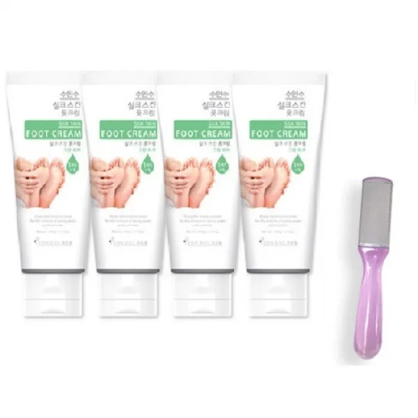 에네스티 온천수 실크스킨 풋크림 그린허브 100ml X 4p + 발밀이 1세트