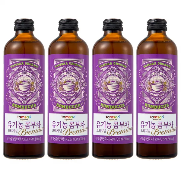 탐사 유기농 콤부차 오리지널, 315ml, 4개입