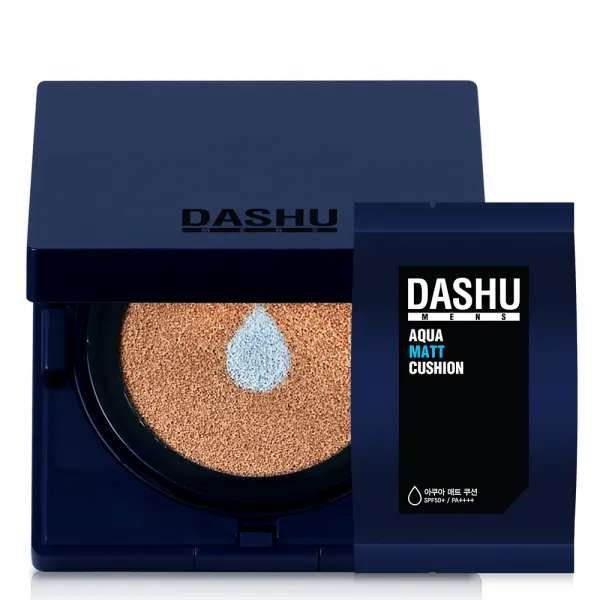 다슈 맨즈 아쿠아 매트 비비 쿠션 파운데이션 본품 11g + 리필 11g 세트, 딥 베이지, 1세트