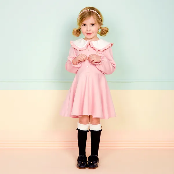 월튼키즈 여아용 단정한 카라 프릴 원피스