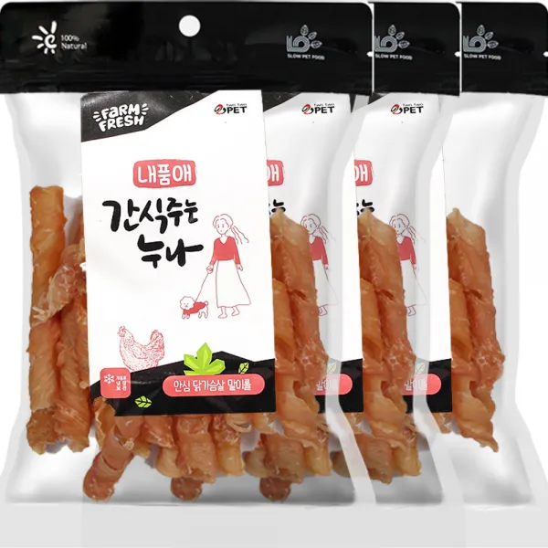 내품애 간식주는 누나 안심 닭가슴살 말이롤 180g, 닭가슴살, 3개