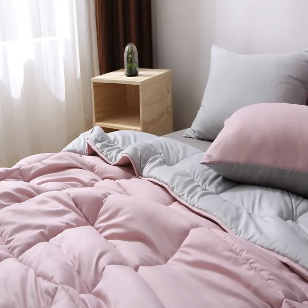 코멧 홈 소프트 차렵이불+베개커버 핑크+그레이