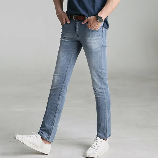 업클라스 남성용 썸머 워싱 러프 청바지 B053