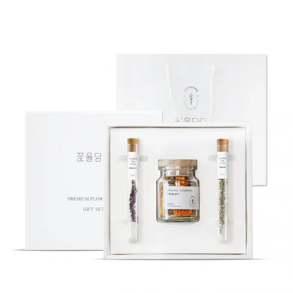 꽃을담다 오리지널 꽃차 앤 티스틱 세트, 메리골드 10g, 방아티스틱 1g, 쑥꽃티스틱 1g, 쇼핑백, 1세트