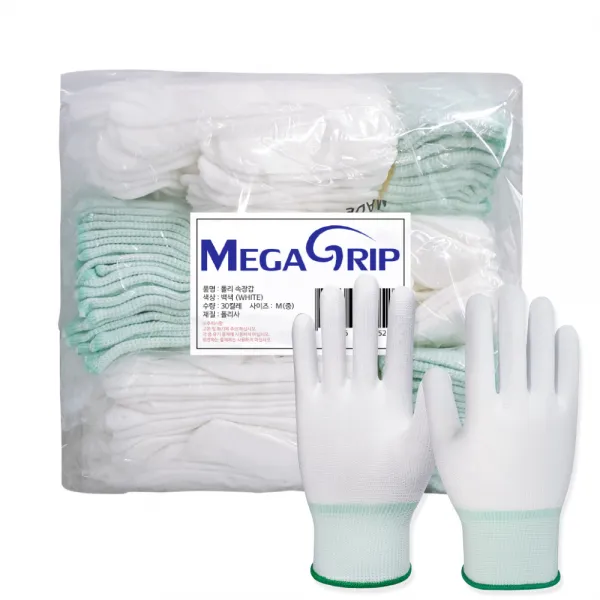 메가그립 폴리 속장갑 M 30p, 백색, 1세트
