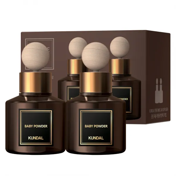 쿤달 퍼퓸 차량용 디퓨저 75ml x 2p + 우드볼스틱 2p, 베이비파우더향, 1세트