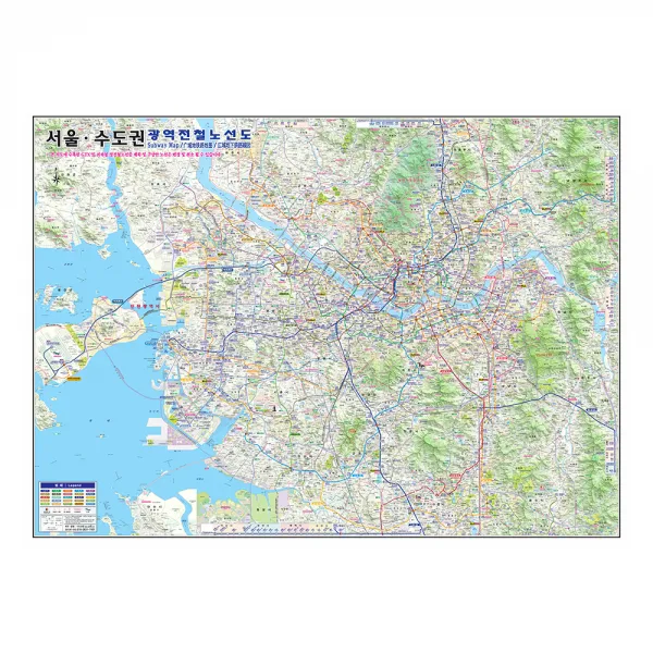 지도닷컴 서울 수도권 광역 전철 노선도 코팅형 150 x 110 cm + 전국 행정 도로 지도 세트, 1세트