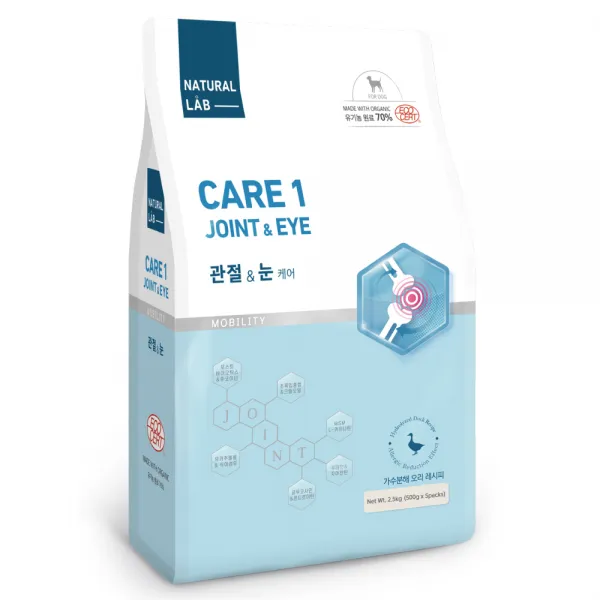 네츄럴랩 케어1 유기농 기능성 건식사료 강아지 관절 앤 눈, 2.5kg, 오리