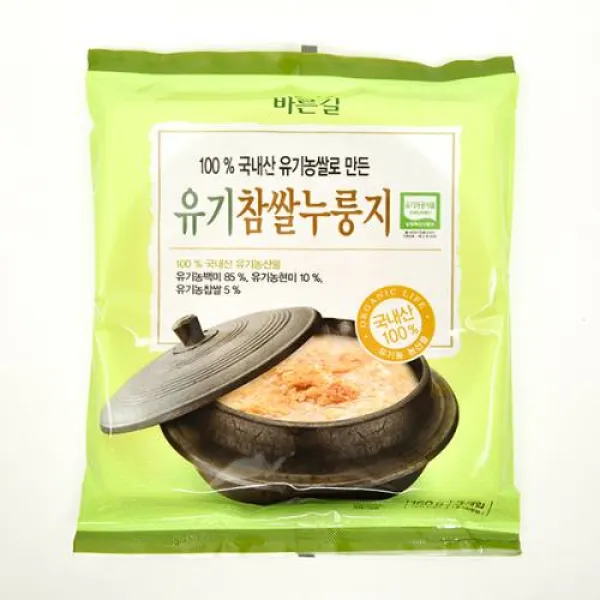 바른길 유기참쌀 누룽지, 160g, 1개