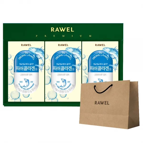 로엘 선물세트 5호 피쉬콜라겐 12g + 쇼핑백, 30정, 3개입
