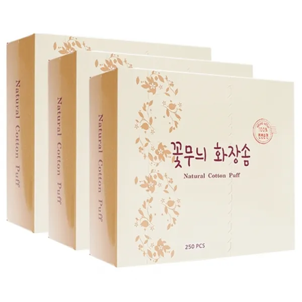 코튼인 꽃무늬 화장솜, 250개입, 3개