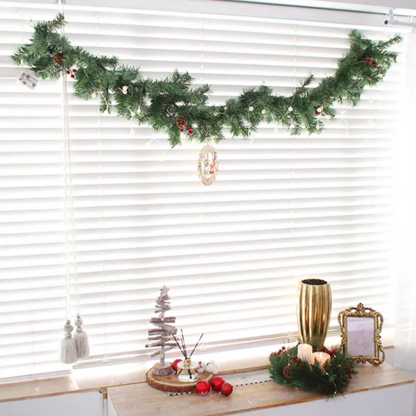 모리앤 솔잎 롱 가지 가랜드 + 50구 앵두등 세트 혼합색상