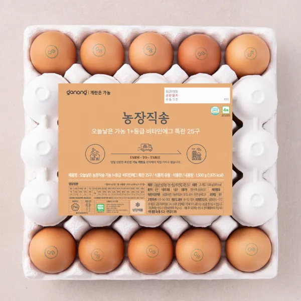 오늘낳은 농장직송 가농 비타민에그 1+ 등급 특란 25구, 1500g, 1개