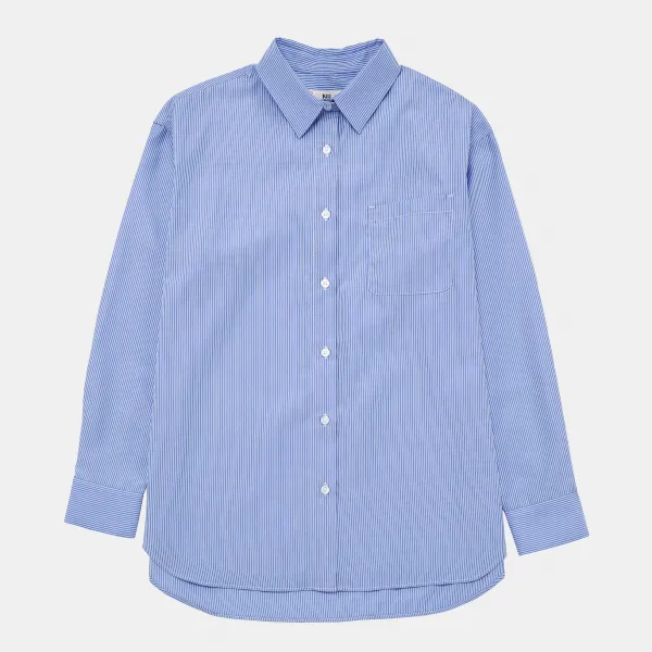 NII 여성용 NON iron 스트라이프 세미오버 셔츠