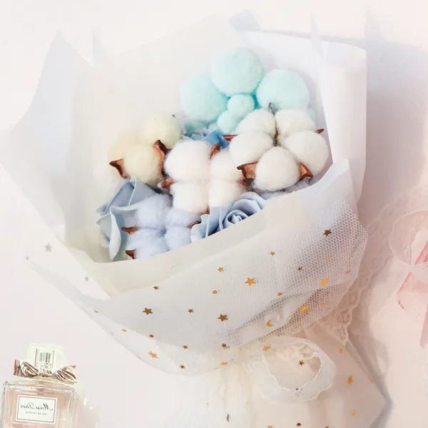 Rymd 조화 구름 목화 꽃다발 블루