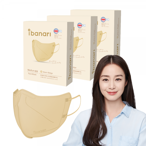 아이바나리 페이스 마스크 M, 10개입, 3개, 웜 베이지