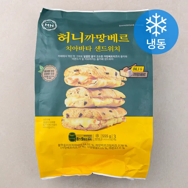 밀크앤허니 허니까망베르 치아바타 샌드위치 3개입 (냉동), 555g, 1개