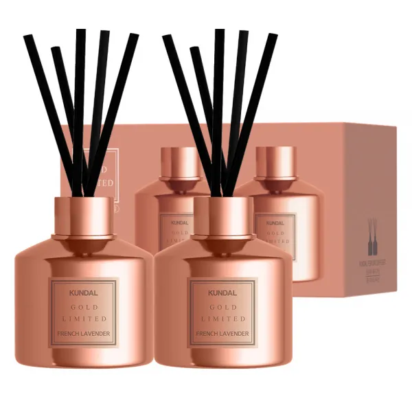 쿤달 퍼퓸 디퓨저 로즈골드 에디션 200ml X 2p + 섬유스틱 10p 프렌치라벤더향