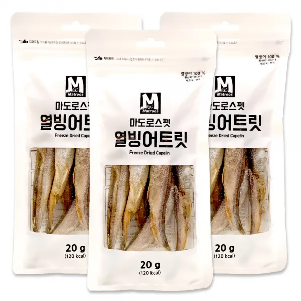 마도로스펫 열빙어트릿 동결건조간식 20g, 열빙어, 3개