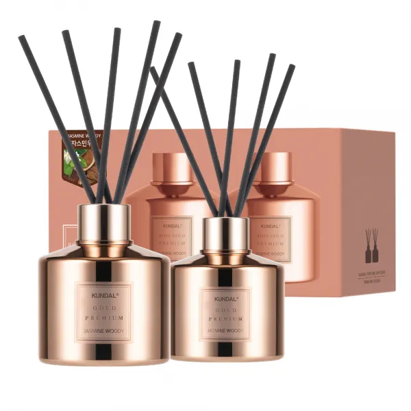 쿤달 퍼퓸 디퓨저 로즈골드 에디션 200ml 2개 + 섬유스틱 10개, 자스민우디향