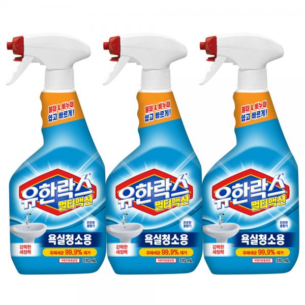 유한락스 멀티액션 욕실청소용 세정제, 510ml, 3개