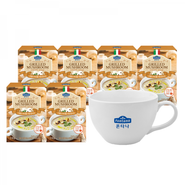폰타나 피에몬테 그릴드 머쉬룸크림 수프 60g x 6p + 도자기 머그컵, 1세트