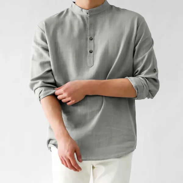 해리슨 남성용 St 03 헨리넥 롤업 긴팔셔츠 The1003