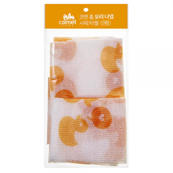 쿠팡 브랜드 코멧 홈 나염 샤워타올 2개입 오리 1개