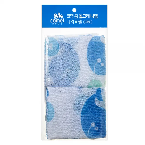 쿠팡 브랜드 코멧 홈 나염 샤워타올 2개입 돌고래 1개