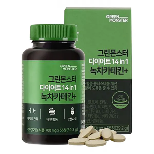 그린몬스터 다이어트 14 in 1 녹차카테킨 1000+, 50.4g, 1개