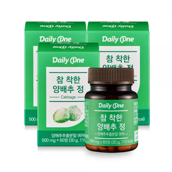 데일리원 참 착한 양배추 정, 60정, 3개