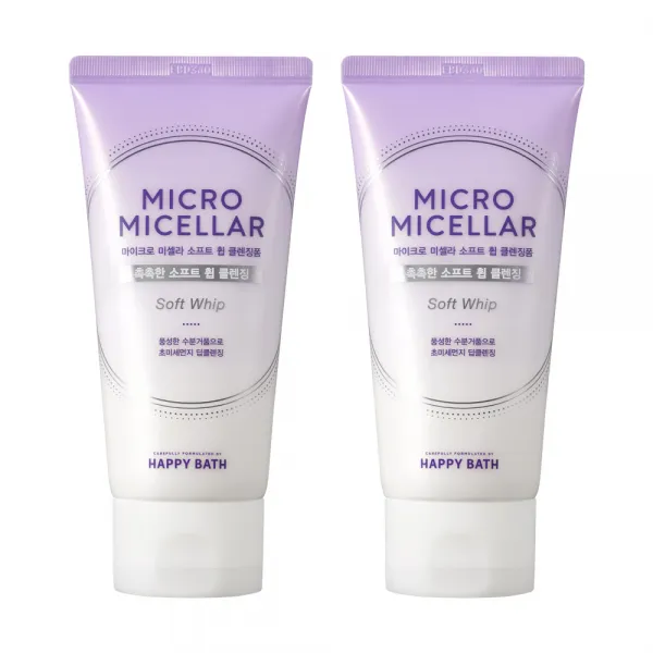 해피바스 마이크로미셀라 소프트휩 클렌징폼 150g 2개